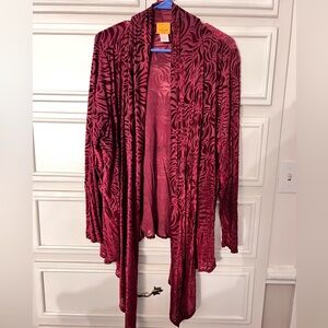 Ruby Rd. Red Patterned Women's Cardigan Size 1xl